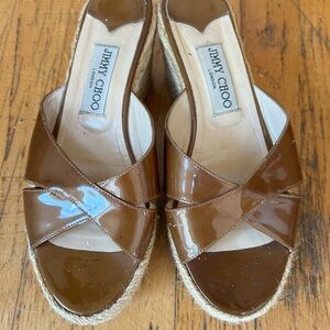 Jimmy Choo Tan Espadrille Wedges